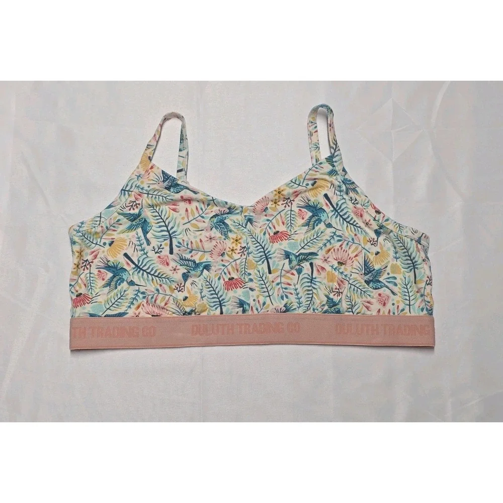 Duluth Trading Co Dang Soft Bra Bralette Women XL Floral Knit Adjustable 80159 - Picture 1 of 5